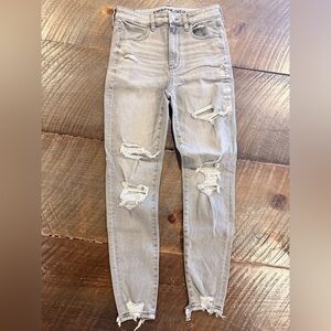 American Eagle Outfitters Gray Ripped Skinny Jeans